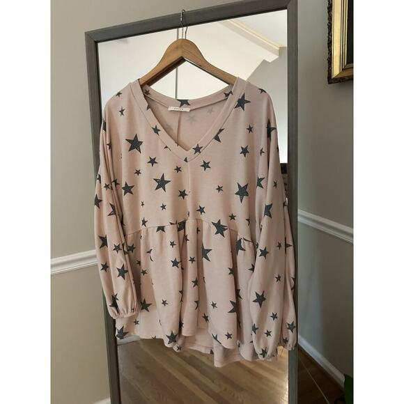 Entro Long Sleeve Pink Print Top Size medium Flowy - Picture 1 of 4